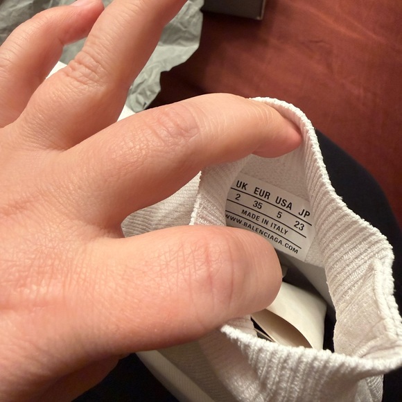 Balenciaga White Knit Sock Sneakers with Black Sole Accents - Picture 7 of 8